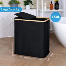150L Laundry Basket With Lid And Liner, Large Capacity Washing Basket With Handle And Removable Cover, Foldable Clothes Storage Hamper With Inner Bag For Clothes, Toys, Towels, Bedding, Dorm Room Organization - 1 - View 5