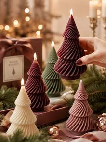 3-Layer Foldable Christmas Tree Silicone Mold, Small Textured Swirl Tree Casting Mold For Aromatherapy Candles, Epoxy Resin Christmas Decor DIY Supplies - Small Christmas Tree Mold - View 2