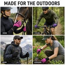 Anti-Slip Wear-Resistant Full-Finger Touchscreen Hook-And-Loop Black Polyester Breathable Comfortable Outdoor Equestrian Polo Horse Riding Gloves - Multicolor - View 4