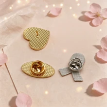 Pink Ribbon Enamel Brooch, Gold Tone Heart & Oval Lapel Pin, Tender Care Life Protection Awareness Badge For Women Clothing Decor Gift - Multicolor - View 6