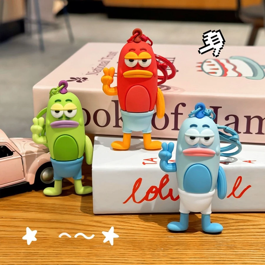 1pc Cartoon Character Figure Keychain, Cute 3D Silicone Bag Charm Pendant, Metal Key Ring Ornament, Funny Decor Accessory Gift For Teens Adults - Multicolor - View 1