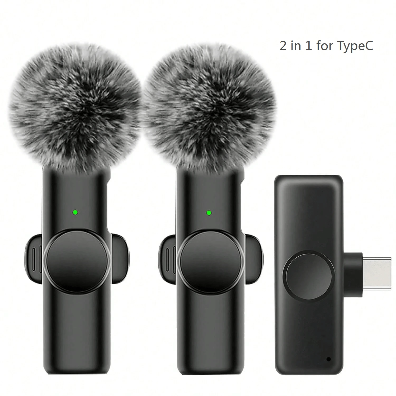 手機用無線領夾式麥克風，Type-C 介面，即插即用，2.4G 超低延遲，內建降噪晶片，適用影片錄製、採訪、播客、Vlog，50mAh 可充電電池