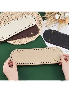 Oval PU Leather Bag Bottom Former - Crochet Hook Bag Bottom Nail Forming Pad With Iron Nails - Mixed Colors Suitable For Handbag And Wallet Makers - Perfect Gift For DIY Enthusiasts, Crochet Bags - Black - View 3