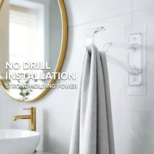 2pcs White Bathroom & Kitchen Hooks Universal, Strong Load Bearing Without Damaging Walls, Waterproof & Moisture-Proof, Towel Clothing Bag Storage Organizer, Modern Minimalist Style Enhancing Home Decor, Suitable For Tile Glass Wood Wall Surfaces, Easy To Remove And Reusable - View 6