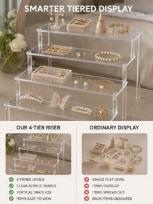 1pc 11.8in Large Capacity Multi-Function Acrylic Cosmetic Display Stand, Cosmetic Storage Box, Large Capacity Multi-Layer Modern Minimalist Black Storage Rack, Suitable For Storing Perfume, Jewelry, Lipstick And Cosmetics, Skincare Storage Rack, Can Also Be Used As Party Wine Rack, - Clear - View 5