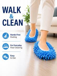 Ultra-Fine Fiber Household Cleaning Mop, Slipper-Style Floor Cleaning Tool, Soft Washable Reusable Shoe Covers - Multiple Styles and Colors - View 2