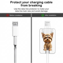 4pcs Cute Dog Cable Protector Clips Compatible With Apple IOS Phone Charging Cable, Data Cable Anti-Breakage Protective Sleeve, Cable Accessories - Yorkie + French Bulldog Milk Tea Hoodie Set - View 7