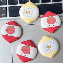 1pc Tomato Egg Cartoon Pattern Mini Puff Thumb Dual-Tip Blush Foundation Cushion Makeup Sponge Dry & Wet Use For Students - Multicolor - View 2