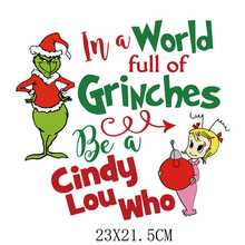 Panini Festive Grinch Xmas Iron‑On Heat Transfer Prints,Multi‑Pattern Heat Transfer Stickers For Garment Fabric DIY Handmade Decoration - Multicolor - View 9