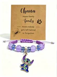 Disney, New 1-Piece Set, Cartoon Stitch, Alloy Hand Woven Adjustable Bracelet, Suitable For Halloween, Christmas Gifts, Perfect As A Beautiful Gift For Friends, Family, And Partners - Multicolor - View 7