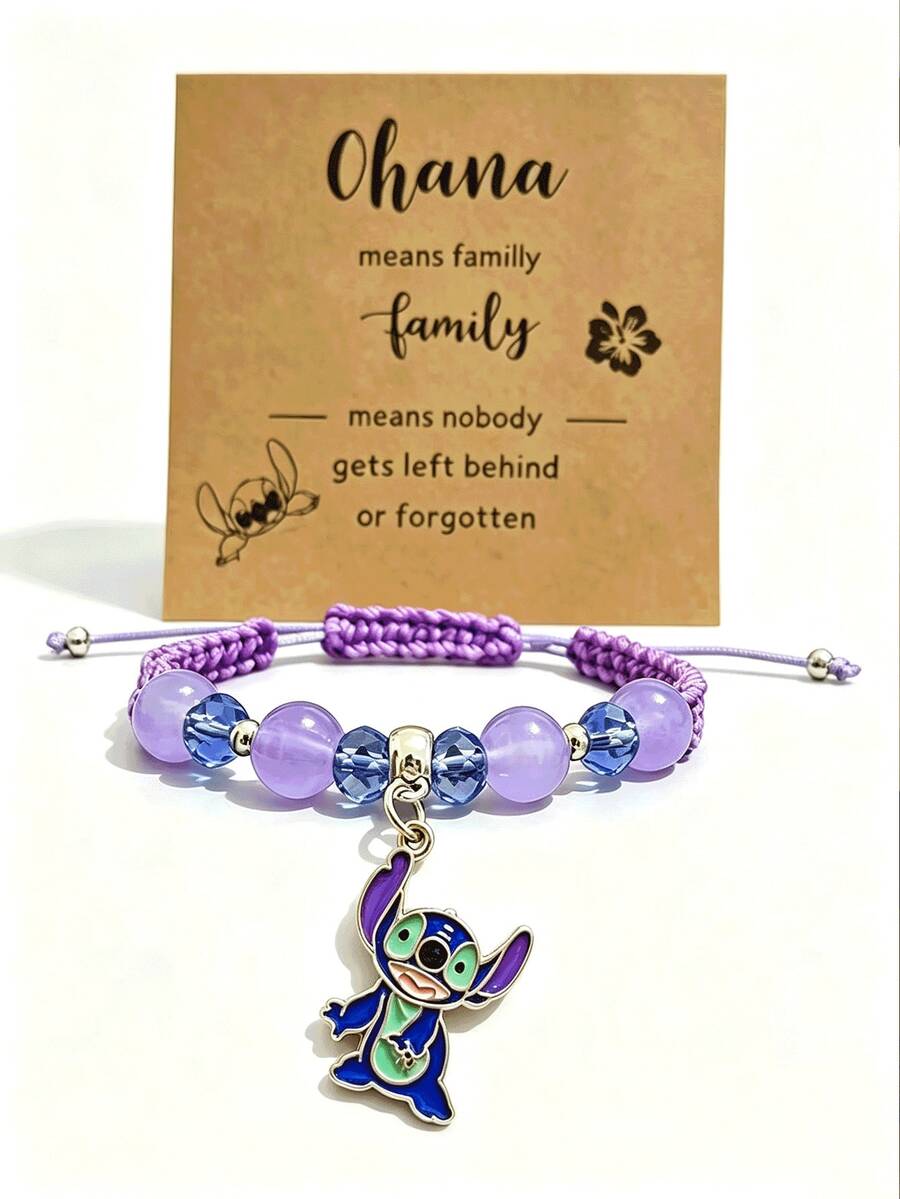 Disney, New 1-Piece Set, Cartoon Stitch, Alloy Hand Woven Adjustable Bracelet, Suitable For Halloween, Christmas Gifts, Perfect As A Beautiful Gift For Friends, Family, And Partners - Multicolor - View 1