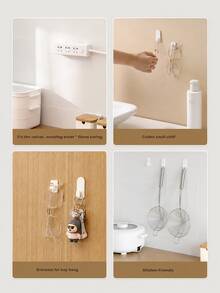 7/5/3/1 Pair Remote Control Wall Mount Bracket, Self-Adhesive Invisible Hook, No-Drill Strong Adhesive Wall Bracket, Suitable For TV/Air Conditioner Remote Control, Mini Plastic Hook Storage Box, Suitable For Home Bedroom Living Room, Easy Installation Removable Storage Hook - Multicolor - View 9