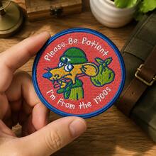 1pc/2pcs/3pcs/4pcs Please Be Patient I'm From The 1900s Iron‑On Patch, Round Retro Cartoon Mouse Funny Embroidered Applique - Multicolor - View 2