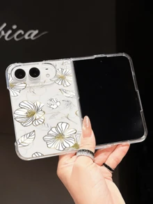 1 buah Casing Ponsel Lipat Elemen Bunga Bahan PC Transparansi Tinggi yang Modis, Lucu dan Simpel, Dapat Melindungi dan Mencegah Jatuh untuk: Samsung Galaxy Z Fold 8/ Duo - Clear - View 5