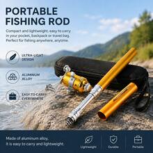 1pc Emergency Mini Fishing Rod - Pen-Shaped Foldable 1m Aluminum Alloy Pole With Quick Reel - Flood/2025 Fishing/Off-Grid Survival Multi-Tool - RV Essential, Standard Metal Gear, Outdoor Emergency Kit, Portable Survival Tool - Multicolor - View 3