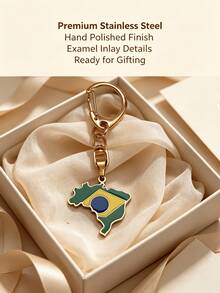 Creative Regional Outline Enamel Keychain, Stainless Steel Polished Craftsmanship, Exquisite Drip Oil Coloring, Rotatable Secure Hook, Versatile Backpack Charm, Niche Commemorative Accessory, Daily Gift Item, Baby Pendant, Wallet Accessory - 0389 - View 5