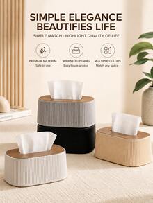 1pc Vertical Textured Paper Towel Holder Cover Decorative Rectangular Dispenser | With Removable Lid, Waterproof Decorative Napkin Holder, Suitable For Kitchen Countertop, Bathroom Vanity, Office Home Decor, Living Room, Nightstand - Multicolor - View 7