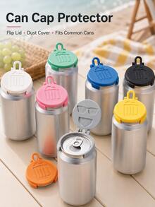 PLA Beverage Can Lid With Flip Cover, Dust And Insect Proof, Suitable For Soda Water And Narrow Mouth Beer Cans, Multiple Colors Available, Picnic, Travel And Home Party Camping Accessory (Not For Food Contact) - Multicolor - View 7