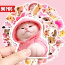 somoving 50pcs Cute Pink Pet Animal Stickers Waterproof DIY Planner Notebook Decorative Decals - Multicolor - View 4
