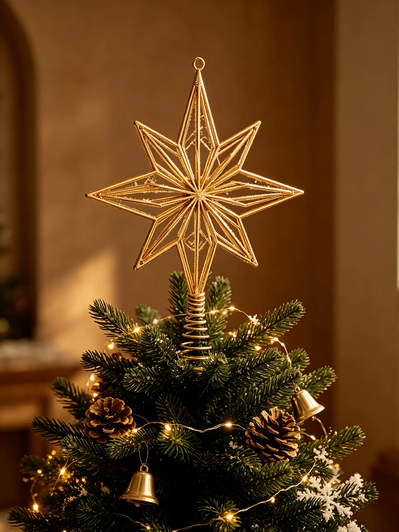1pc Christmas Tree Star Topper, Glitter Christmas Star Tree Decoration, 3D Shatterproof Bethlehem Star Tree Topper, Waterproof Christmas Star Ornament Tree Topper, Suitable For Holiday Home Outdoor Indoor - Tree Topper - View 1