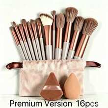 15pcs Professional Makeup Brush Set, Soft Bristles, Eyeshadow, Foundation, Blush Brushes, Includes 2 Brown Makeup Sponges, Suitable For All Skin Care Needs, Beginner And Professional Use, Perfect Gift For Birthday And Celebration - Multicolor - View 15