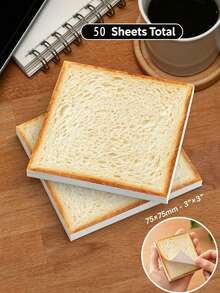 Bread-Shaped Sticky Notes, Toast Food Theme Self-Adhesive Memo Pad, Fun And Cute Style, Suitable For Planner, To-Do List And Campus Office Scenes Removable Sticky Notes. - Multicolor - View 1