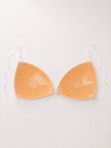 Adhesive Strap Bra, Transparent Strap Adhesive Bra, Backless Triangle Cup Seamless Silicone Adhesive Bra, Suitable For Dresses - Multicolor - View 6