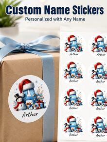 Custom Christmas Stickers, Personalized Santa Claus Letter Stickers, Custom Name Gift Labels, Christmas Gift Wrapping Stickers, Snack Bag Seals, Custom Text Labels, 4cm/5cm/6cm Holiday Stickers For Gifts, Envelopes, Packaging & Christmas Decorations - Multicolor (blue 26 Letters) - View 1