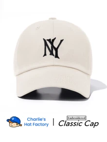 休閒挺帽棒球帽 NY刺繡圖案 經典卡其色復古Dad Hat 中性款 Y2K街頭風遮陽帽 適合夏季旅行 - NY1 - 查看 10