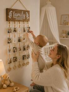 Wooden Wall-Mounted Photo Display & Storage Rack, Wall-Hanging Photo ...