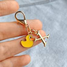 1pc 2-In-1 26 Letters + Pink/White Heart Lobster Clasp, Exquisite Cute Pink Small Heart Keychain/A-Z 26 Letters Keychain/Suitable For Bags, Wallets And Other Decorative Charms - Rubber Duck - View 9