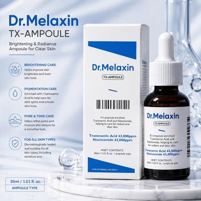 Dr.Melaxin دكتور ميلاكسين TX أمبول 30 مل – سيروم تفتيح الوجه بحمض الترانيكساميك والنياسيناميد للبقع الداكنة وتوحيد لون البشرة والعناية بالمسام وبشرة مشرقة، العناية بالبشرة الكورية