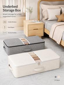 Non-Woven Soft Fabric Storage Bag, No-Frame Blanket Storage Bag, Underbed Storage Bag, Clothing And Blanket Storage Bag, Mobile Large Capacity Storage Box, Suitable For Cabinets, Travel, School, Foldable Storage Bag - Multicolor - View 2