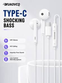 YUAOVCQ Earphone Tidur In-Ear Berkabel, Isolasi Kebisingan Fisik Ganda, Antarmuka Type-C & 3.5mm, Mikrofon Panggilan Definisi Tinggi, Cocok Untuk Smartphone, Komputer, Konsol Game - View 4
