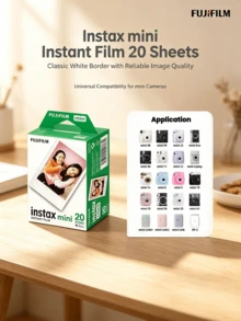 FujiFilm 20pcs Mini Instant Film Paper, Universal For Various Models, Anti-Glare Protection, High-Quality Imaging, Classic White Border, Suitable For Travel & Gatherings - White - View 1
