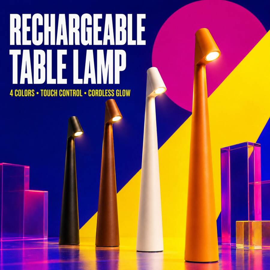 1pc/2pcs Rechargeable LED Desk Lamp, 3-Level Dimmable Touch Control Ambient Light, Modern Minimalist Portable Bedside Lamp, Suitable For Bedroom, Dining Room, Office And More