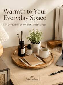 1PC Round Rotating Tray, 360° Swivel Solid Wood Spice Tray, Multi-Functional Serving Plate, Household Kitchen Round Seasoning Jar Storage Tray, Rotating Wooden Spice Bottle Organizer, Countertop Oil & Salt Shaker Storage Turntable, Used For Kitchen Storage, Food Storage, Home Decor, Table Centerpiece, Kitchen Supplies And Bathroom Tray, Multi-Functional Rotating Storage Tray, Desktop Organizer, Kitchen Supplies Display, Kitchen Tools - View 7