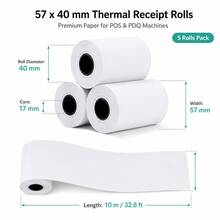 2 1/4" X 50' Thermal Paper 3/5 Rolls, Thermal Receipt Paper Rolls Premium Quality Compatible With POS Cash Registers And Credit Card Machines - Receipt Paper - View 7