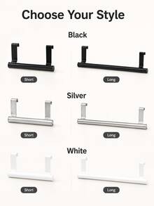 Basic Living 1pc Black Single Bar Towel Rack, Cabinet Door Back Hanging No-Drill Towel Bar - A - View 9