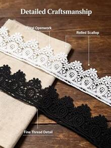 Polyester Lace Ribbon, Hollowed Out Flower Wave Design, Suitable For DIY Handmade And Wedding Decoration Wide Ribbon, Can Be Used For Hair Accessories, Wedding Ribbons, Curtain Edging, Birthday Party Decoration, And Christmas Decoration - A - View 5