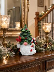 1pc Christmas Gnome Figurine, Cute Christmas Tree Gnome With Gift Box, Cardinal Bird Or Candy Cane, Christmas Decorations For Home, Tabletop Shelf Fireplace Mantel Decor, Holiday Gift - Christmas Tree Gnome - View 10