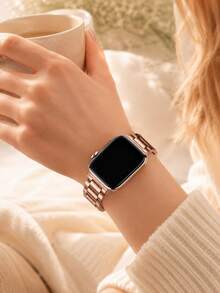 1pc Unisex Stainless Steel Watch Band Compatible With Apple Watch 38/40/41/42/44/45/46/49mm, Compatible With Apple Watch Series 12 11 10 9 8 7 6 5 SE Ultra 4 3 2 1, Suitable For Daily Wear And Business Occasions, Perfect Gift For Friends And Family, Birthday And Valentine's Day (Band Only) - Rose Gold - View 5