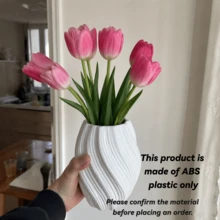 1件裝紋理波浪花瓶，輕量塑料花瓶，25cm/20cm/15cm 北歐風塑料花盆，適用客廳餐桌，水培花瓶裝飾，節日中心裝飾，聖誕現代裝飾，拍照吸睛北歐風 - 彩色 - 查看 4