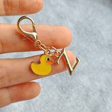 1pc 2-In-1 26 Letters + Pink/White Heart Lobster Clasp, Exquisite Cute Pink Small Heart Keychain/A-Z 26 Letters Keychain/Suitable For Bags, Wallets And Other Decorative Charms - Rubber Duck - View 19