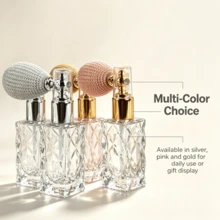Refillable Glass Empty Perfume Spray Bottle, Suitable For Travel, Leak Proof Cosmetic Storage Containers, Multi Color Gold Silver Pink Air Bulb Design, Easy To Refill Empty Perfume Bottle, Very Suitable For Daily Birthday Anniversary Celebrations - Multicolor - View 7