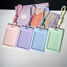 Macaron Ins Card Holder Keychain ID Badge Protector Lanyard For Transit Card, Campus Card, Work Badge, Access Card, Meal Card, ID Card, Anti-Lost Dopamine Transparent - Card Holder + Lanyard - View 15
