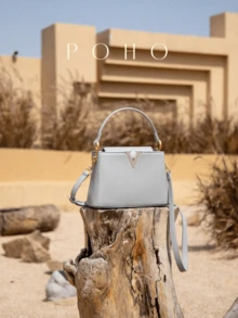 POHO Brand Customized V-Shaped Handbag Medium Size Elegant Classic Fashion, Exquisite Party Matching, Gift For Female Friends Sister Mom - Light Grey - View 2
