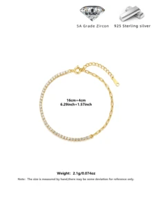 Gelang Tenis Perak Murni S925 Berlapis Emas 18K dengan Pengait yang Dapat Disesuaikan, Hadiah Pergelangan Tangan Hipoalergenik untuk Wanita dengan Kulit Sensitif, Kotak Hadiah - Emas - View 4