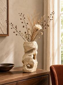 1pc Faux Jade Resin Vase, Asymmetrical Hollow Abstract Sculpture, Textured Dried Flower Vase, Suitable For Living Room, Shelf, Entryway And Tabletop Decoration, Modern Organic Home Decor, Housewarming Gift - Multiple Styles - View 3