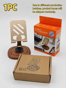 1pc Minimalist Practical Wood Grain Base Metal Desktop Phone Holder 360° Rotating Foldable Height Adjustable Heat Dissipation Tablet Stand Suitable For Office Study Live Streaming Slouchy Watching Mother's Day Valentine's Day Gift - Wood Grain Phone Stand - View 14